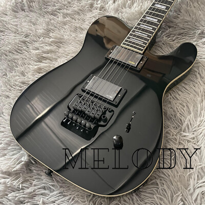 Glossy Black TL Electric Guitar Rosewood Fingerboard HH Pickup Floyd Rose Bridge