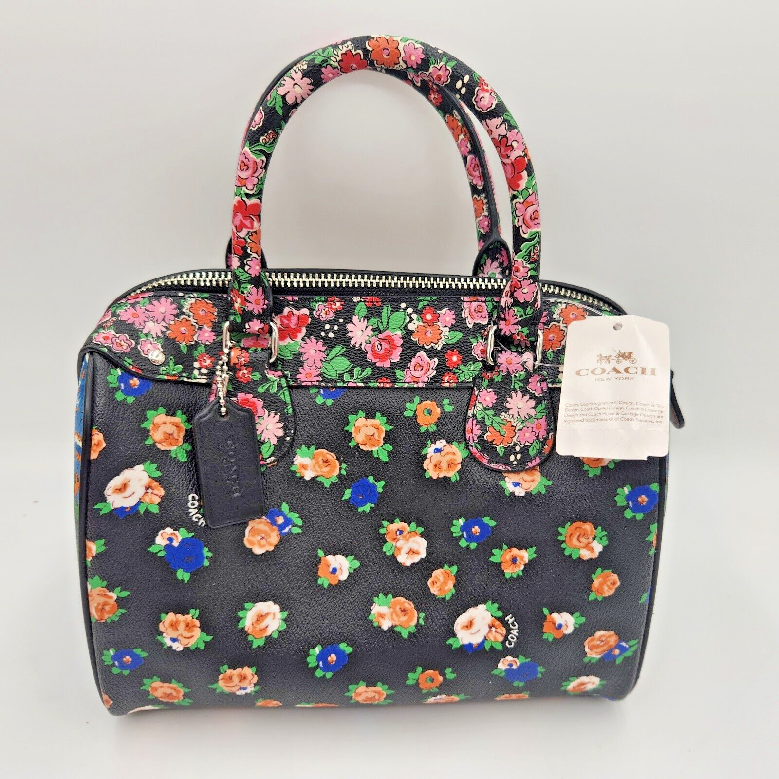 COACH 52426 BNBLC フローラル プリント エンボスド レザー ラウンド