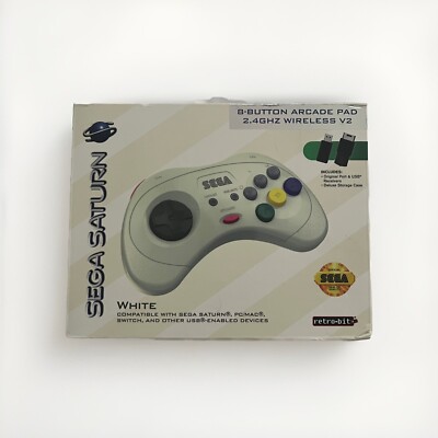 Retro-Bit SEGA Saturn  2.4GHz Wireless Pro Controller White PC Sega Video Games