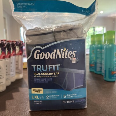 New GOODNITES TRU-FIT Boys Underwear Nighttime Protection Starter Pack Large/XL