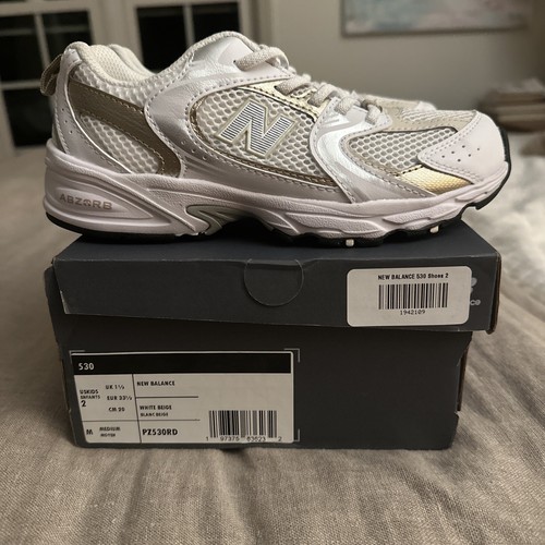 3名さま　B4サイズ New Balance 530 - Size 2 Big Kids - White / Beige / Gold