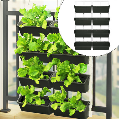 8 Pockets Garden Planting Bag Wall Hanging Vertical Flower Grow Pouch Planter