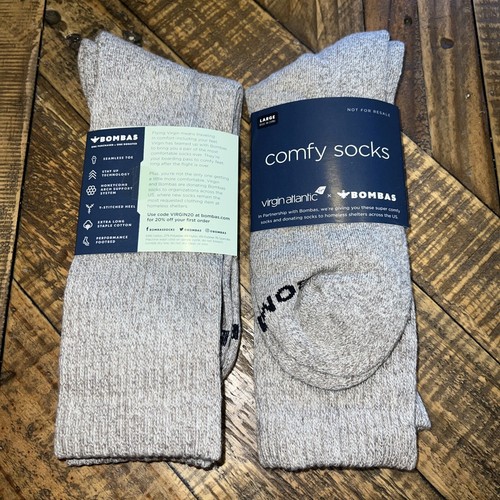 2 Pair Virgin Atlantic Bombas Comfy Socks Large Color N/A