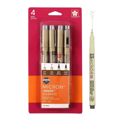 Pigma Micron Fineliner Pens - Archival Sepia Ink Pens - Pens for Writing, Dra...