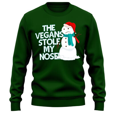 Vegan Snowman Jumper The Vegans Stole My Nose Sweatshirt Funny Christmas Him ...
