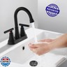 Bathroom Faucets for Sink 3 Hole, Hurran 4 inch Matte Black with Pop-up Drain and 2 Supply Hoses, Stainless Steel Lead-Free 2-Handle Centerset Faucet for Sink Vanity