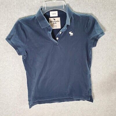 Abercrombie Kids Girls Top 11/12 Navy Short Sleeve Embroidered Logo Polo