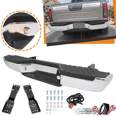 For 1998-2004 Nissan Frontier Complete Rear Step Bumper Assembly Chrome Steel