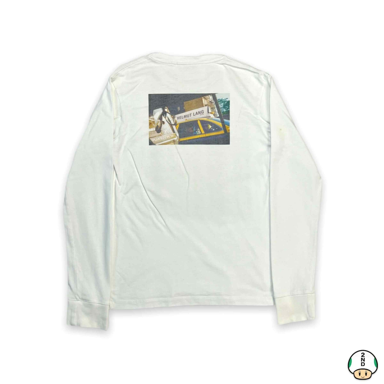 Helmut Lang Shirt Mens XS White NYC Taxi Spell Out Graphic