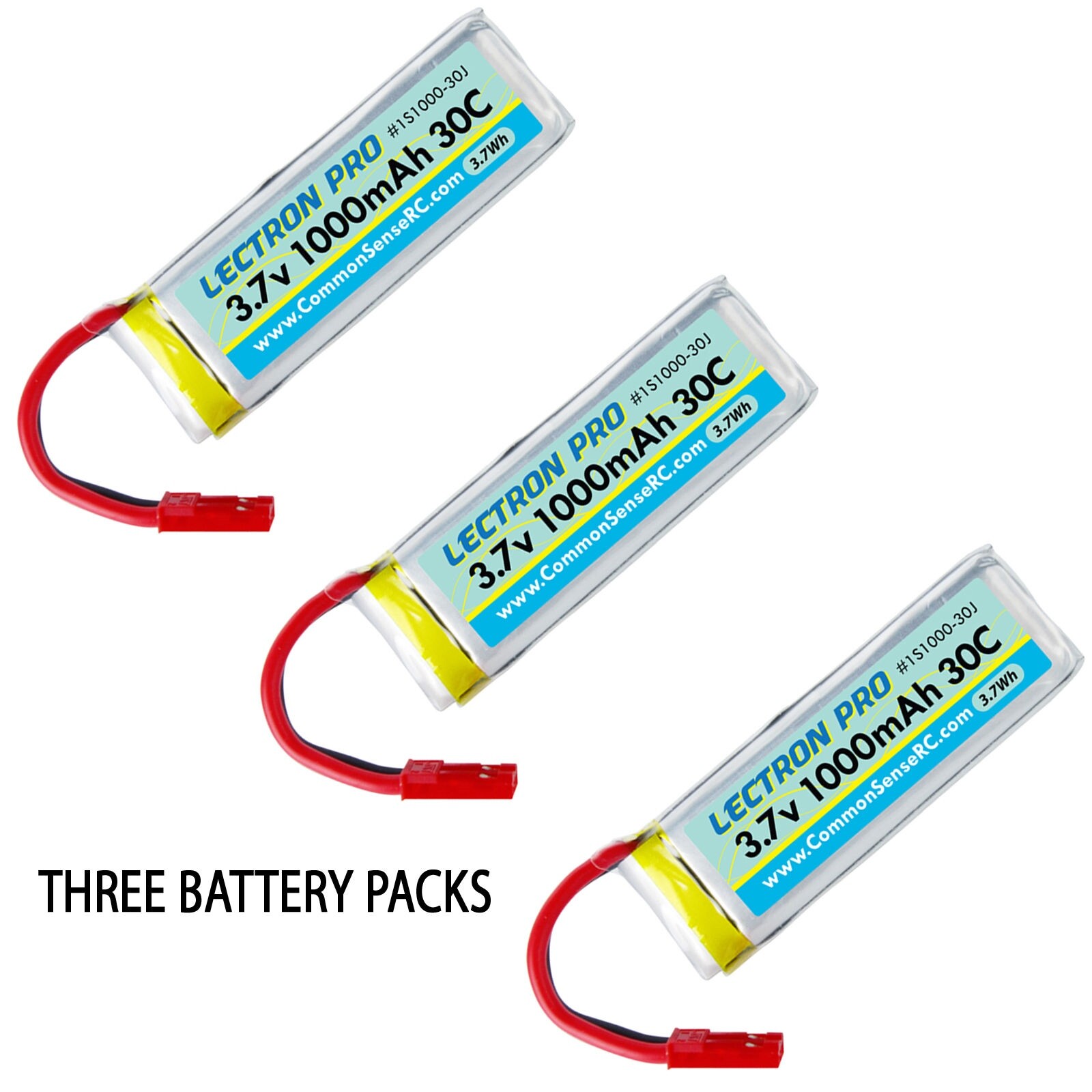 Lectron 1S 3.7V 1000mAh LiPo (3) Battery Packs : Dromida Omi