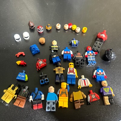 Lego INCOMPLETE Mini Figures Bits And Pieces (ROUGHLY 20 BODIES), HELMETS, HEADS