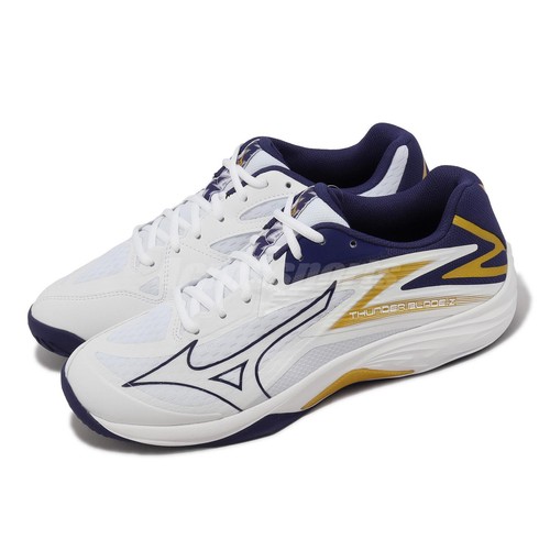 

Mizuno Thunder Blade Z белые, темно-золотые мужские волейбольные кроссовки унисекс V1GA2370-43, Белый, Thunder Blade Z