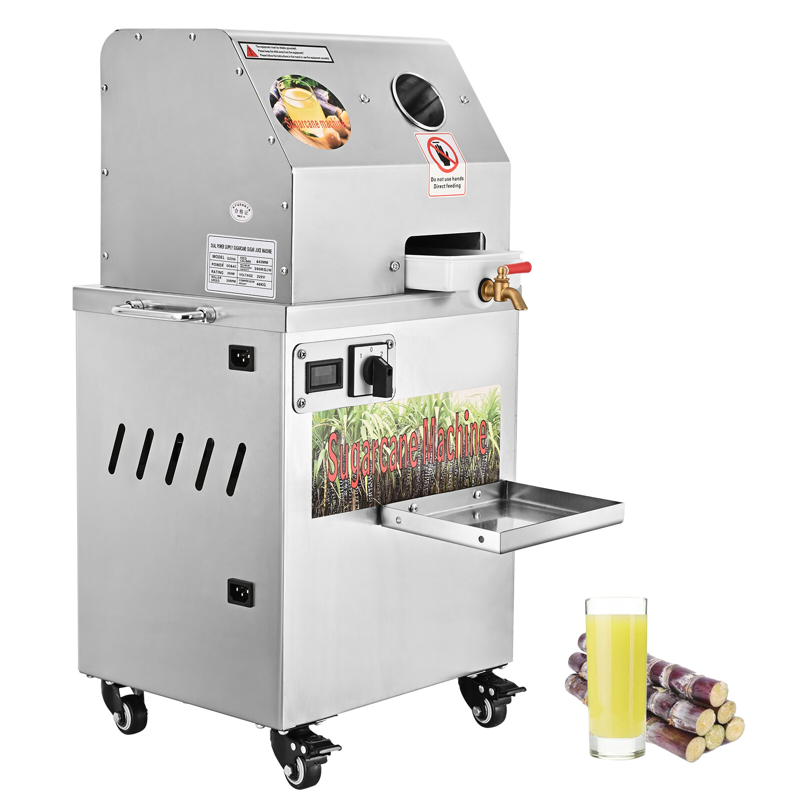 Commercial Electric Sugar Cane Ginger Press Juicer Stainless Steel Desktop 110V