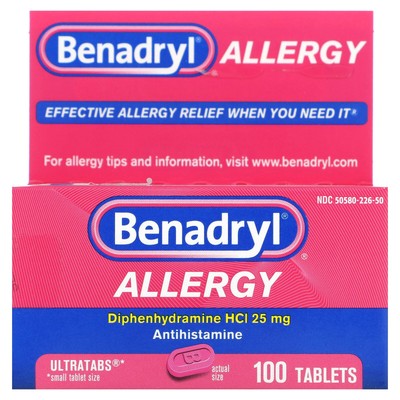 Allergy, Дипенгидрамин HCl, 25 мг, 100 таблеток