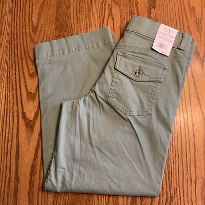 GLORIA VANDERBILT Shape Effect Womens Sage Green Pull On Crop PANTS Size 6 NWT