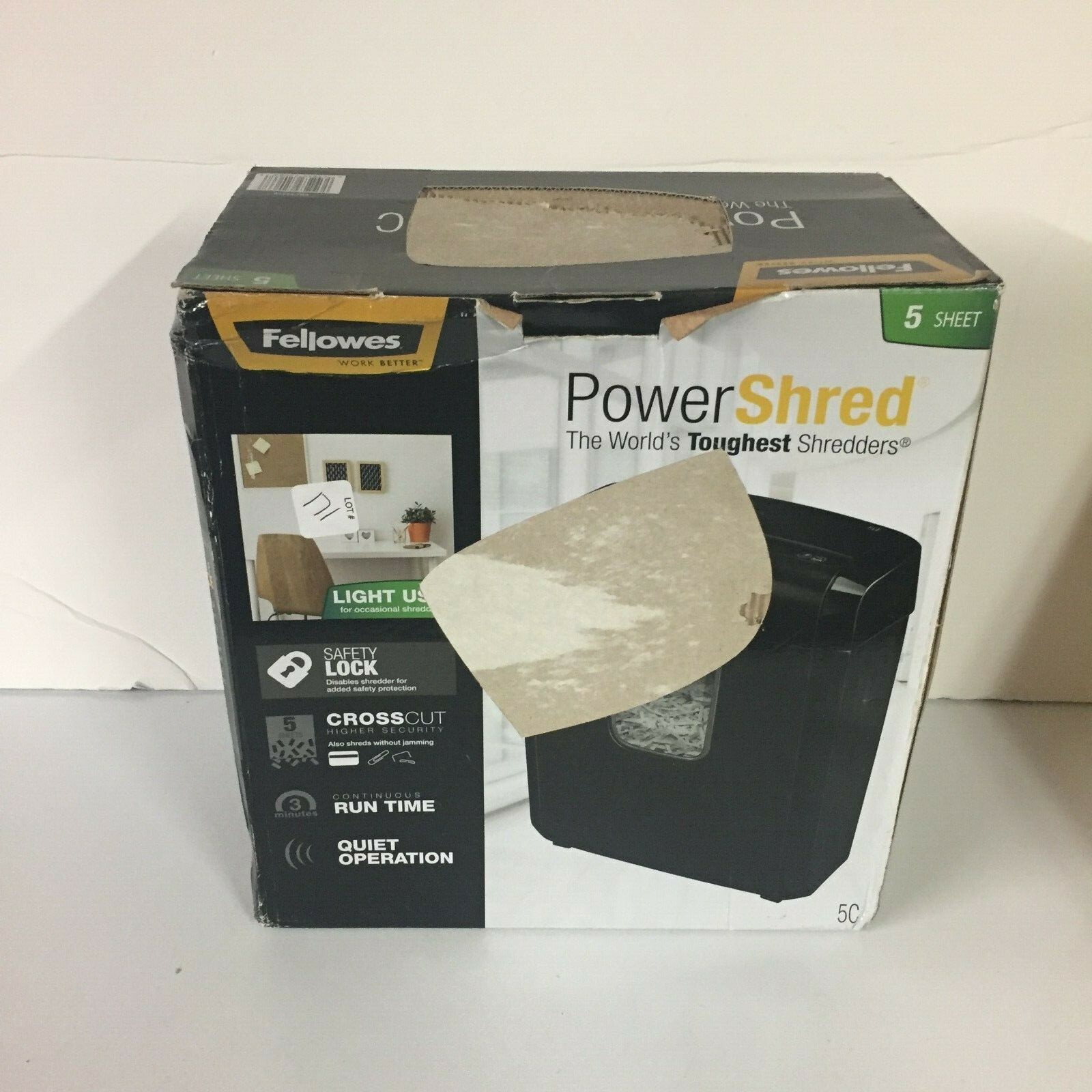 Fellowes Power Shred H-5C Cross-Cut 5 Sheet Paper&Credit Card Shredder CRC46820