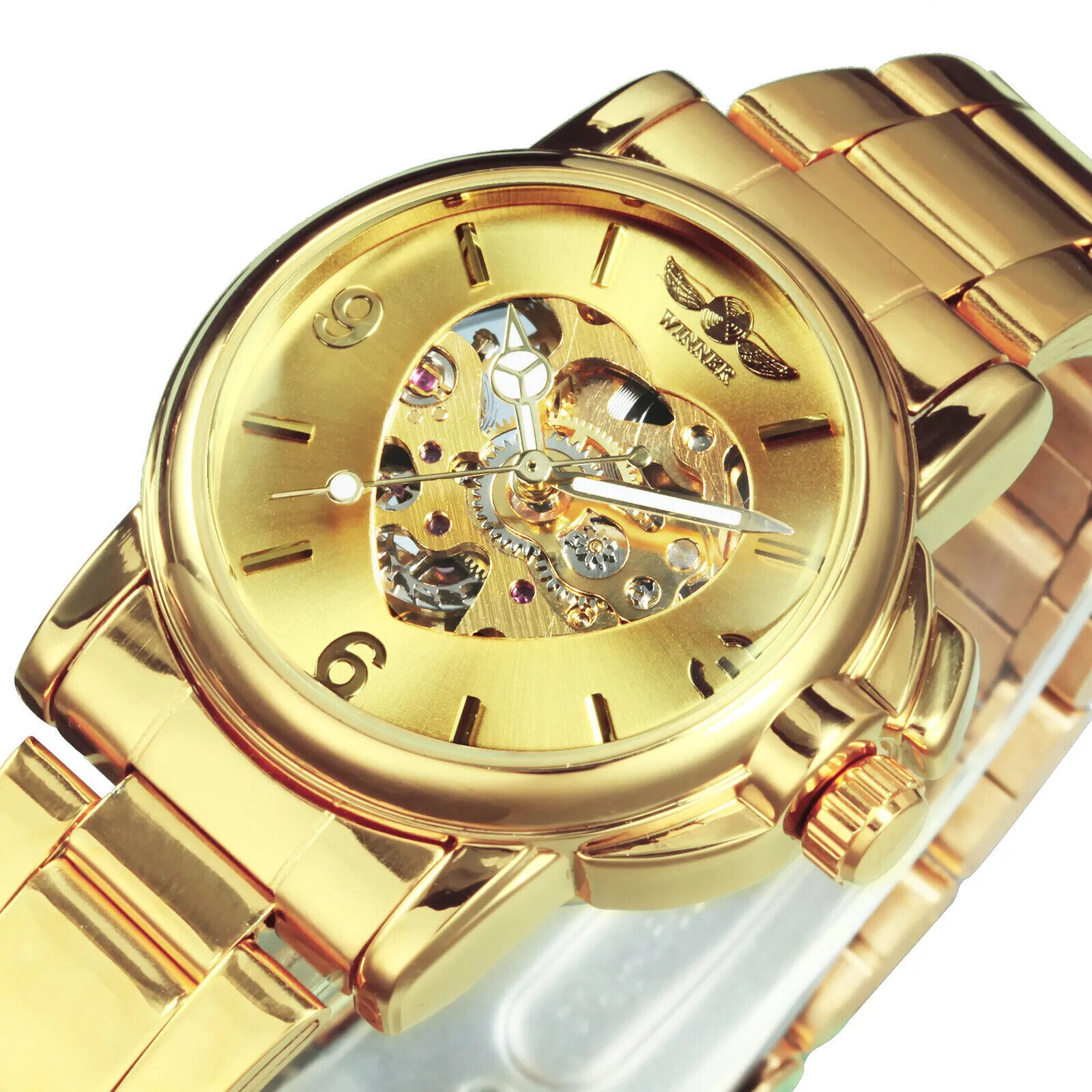Stainless Steel Band Women Automatic Mechanical Watch Golden