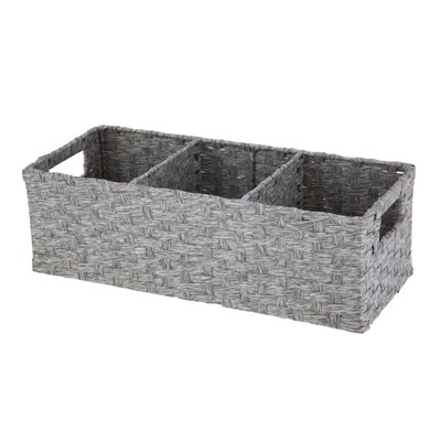 Mainstays Gray Paper Rope 3-Compartment Storage Basket with Handles Durable USA