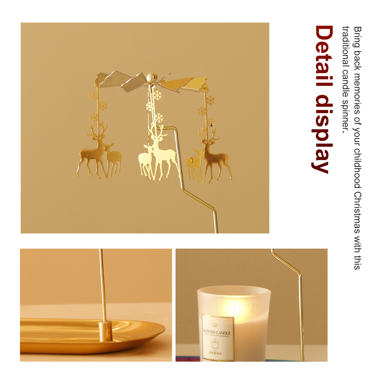 CLEARANCE Rotating Elk Candlestick Carousel Spinning Snowflake Tea Light Candle