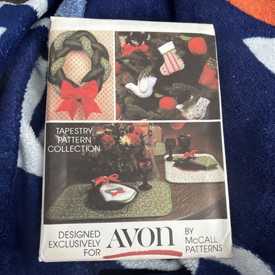 Vintage McCall's Avon 5380 Christmas Ornaments and Tapestry Sewing Pattern Cut
