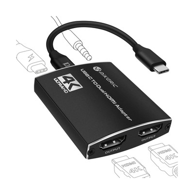 USB C to Dual HDMI Adapter 4K @60Hz,A HDMI Cable 2ft Included,Thunderbolt 3 t...