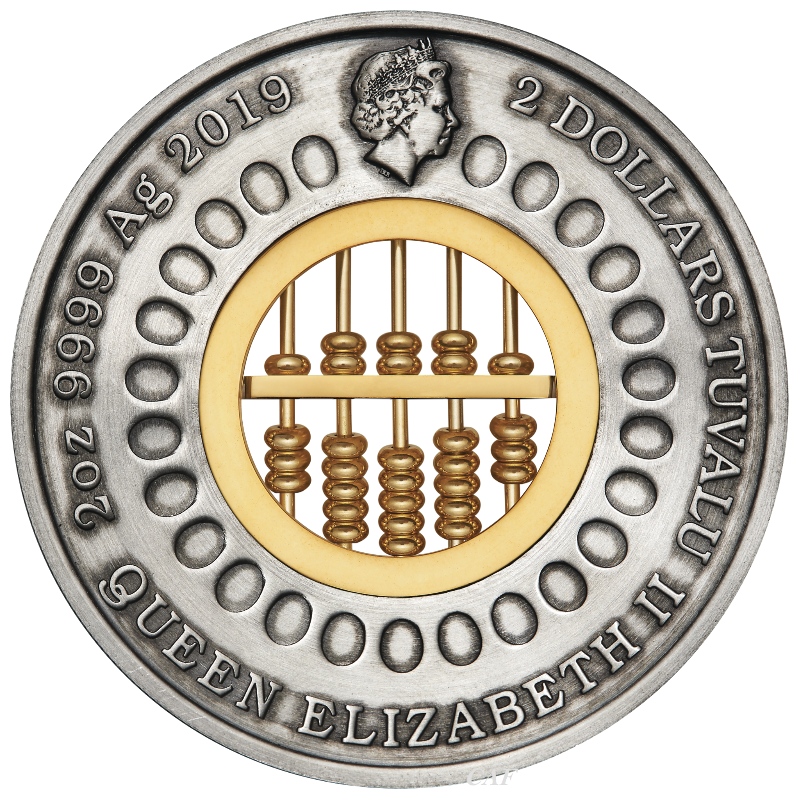 In Stock 2019 ABACUS 2oz .9999 SILVER $2 ANTIQUED COIN