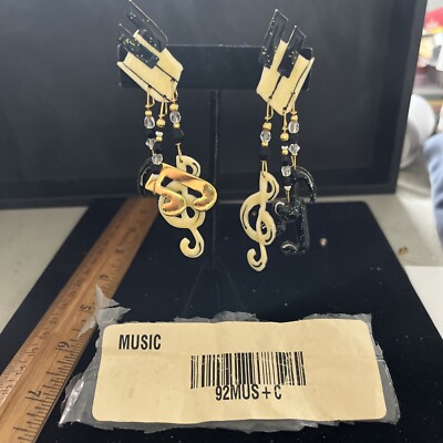 Lunch At The Ritz Vintage Music Clip On Earrings 
