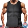 MISS MOLY Sauna Waist Trainer Vest for Men Sweat Vest with Trimmer Belt Workout Tank Top Body Shaper,Black S