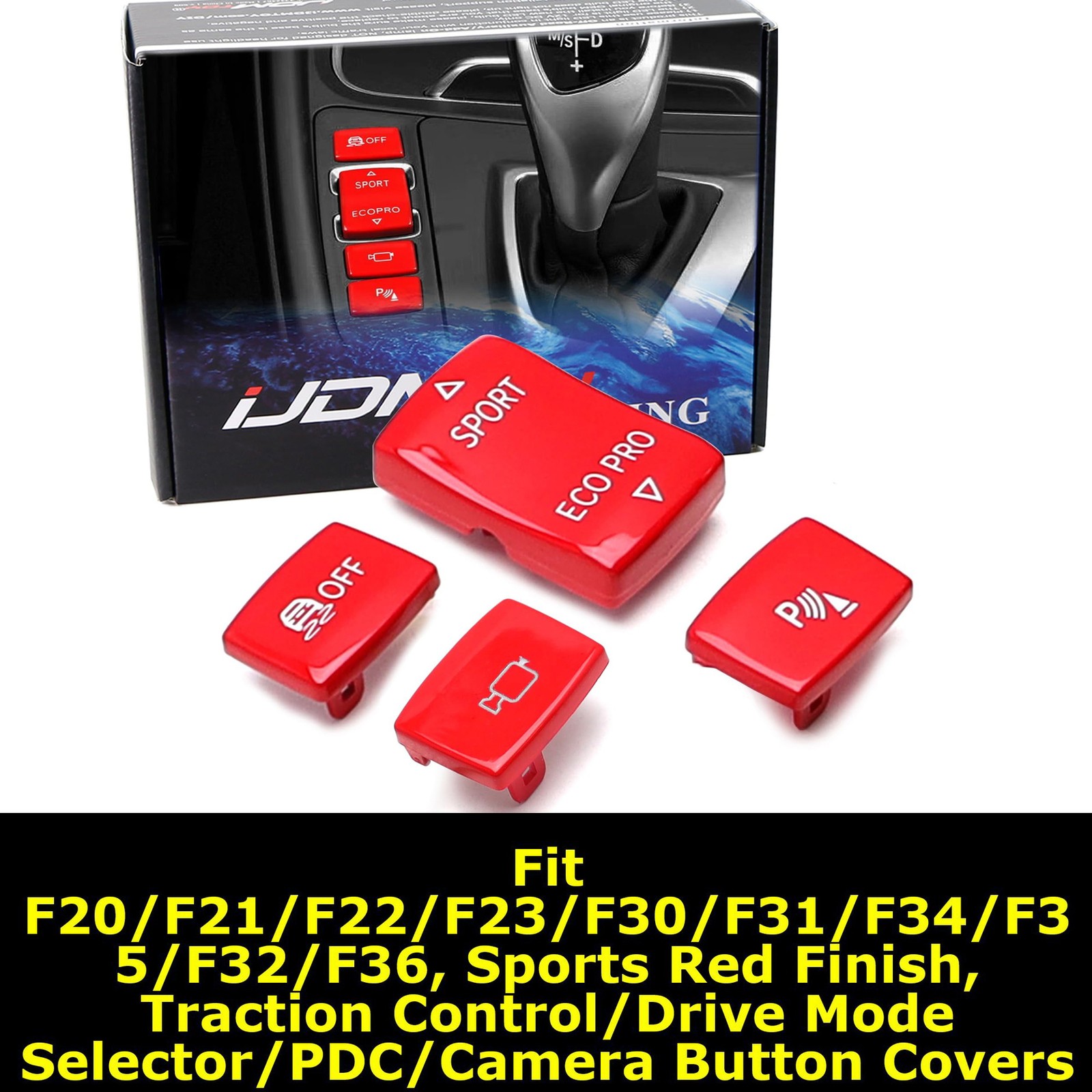4pc Set Center Console Control Button Trims For BMW 1/2/3/4 Series by iJDMTOY