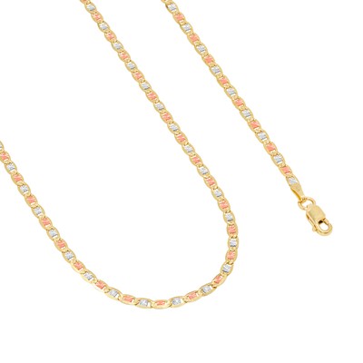 Pre-owned Nuragold 14k Solid Tri Yellow Rose White Gold 2.6mm Valentino Chain Womens Necklace 18"