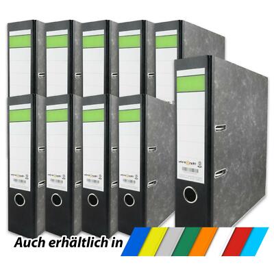 10x Aktenordner DIN A4 80mm Schwarz Büroschlitzordner 2-Ring Briefordner 8cm
