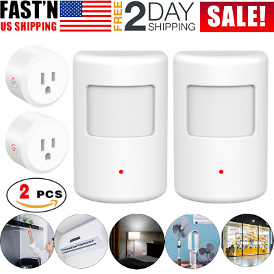 2Packs PIR Infrared Motion Sensor Auto Control Switch Plug Socket for Smart Home
