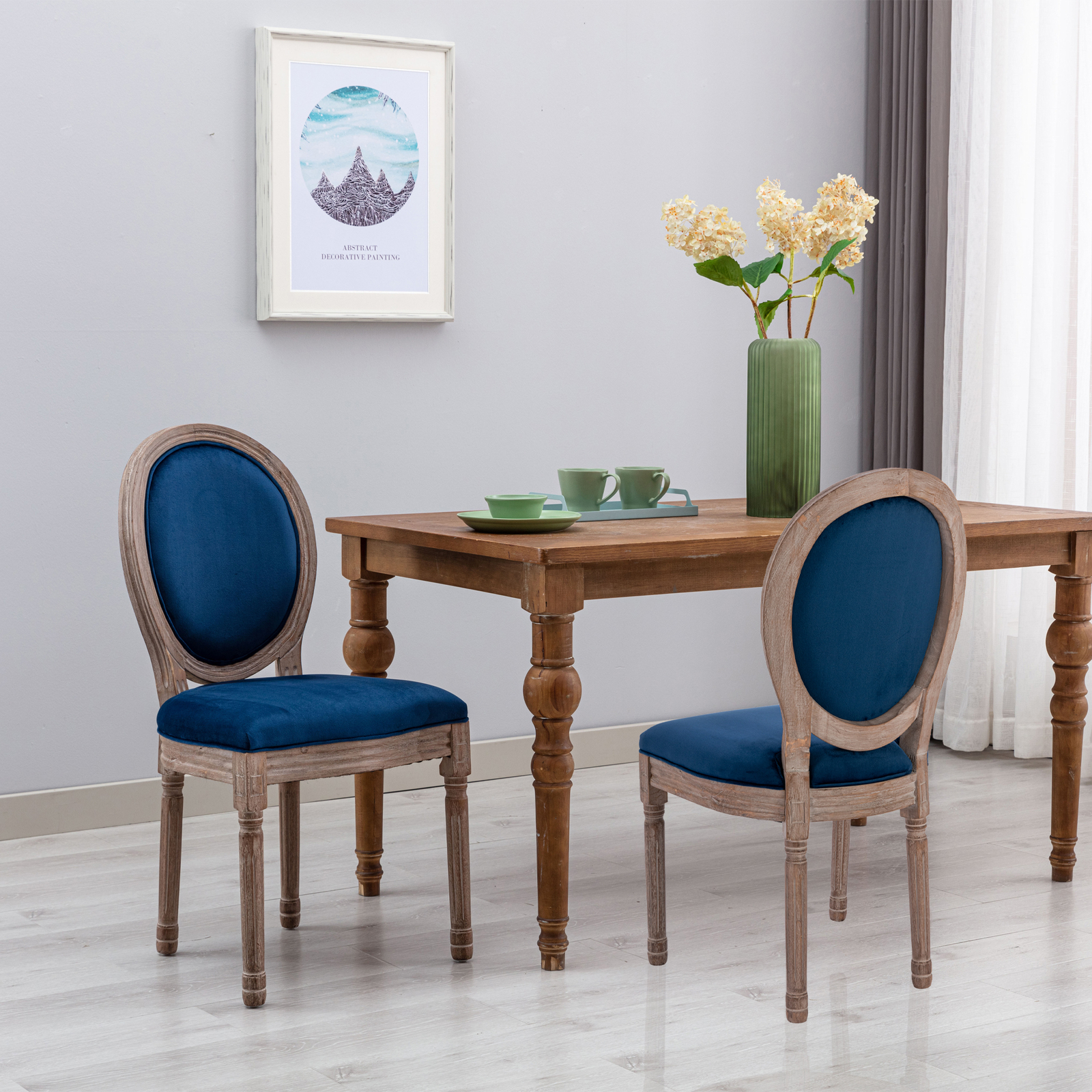 S Round Back W/wooden Legs Blue