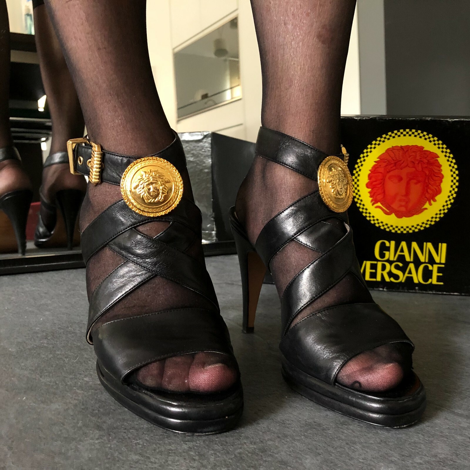 GIANNI VERSACE ストラップ GIANNI VERSACE bondage shoes buckle ankle strap platform