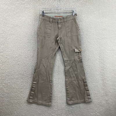 Y2K Aeropostale Khaki Low Rise Bootcut Flare Cargo Pants Petite Short 0 2  24 25