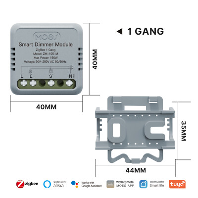 MOES 1/2Gang ZigBee Mini Smart Light Dimmer Switch Module 3-Way Alexa Google APP