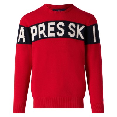 Pre-owned Mc2 Saint Barth Man Sweater With Apres Ski Lettering In Red