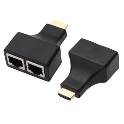 2 Pcs HDMI Over RJ45 CAT5e CAT6 UTP LAN Ethernet Extender Repeater 1080P 3D