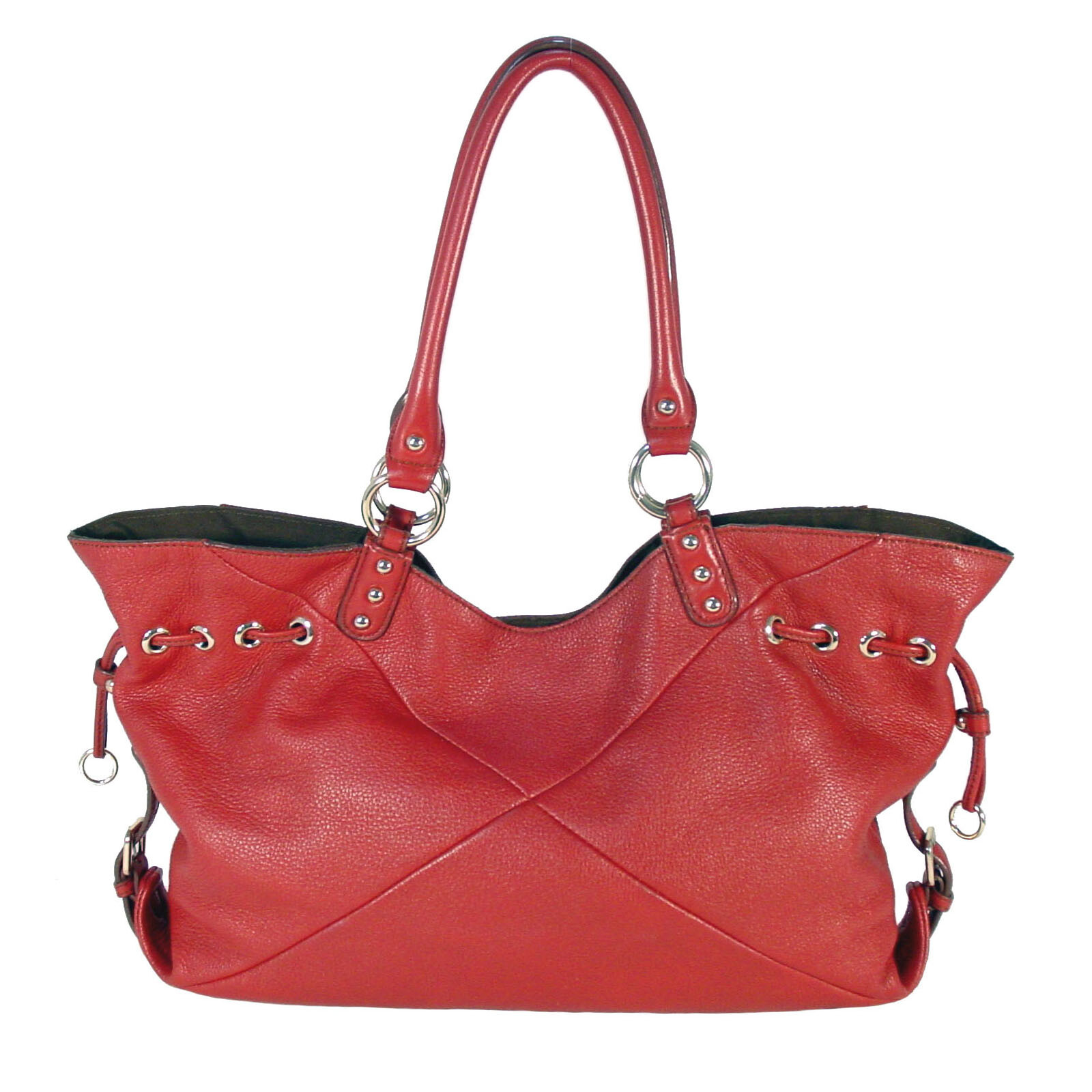 バッグ Mitt Mitte real leather design bag MIT MITTE Slouchy Red Leather Drawstring Tote Bag - Made in