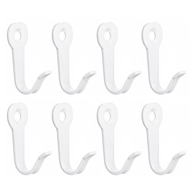 Wall Hooks, 8Pcs - Zinc Alloy Single Prong Wall Mounted Clothes Hook (White)