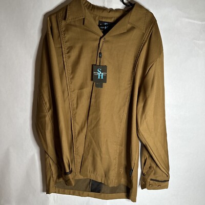 Steve Harvey Celebrity Edition Men's Shirt Brown L Long Sleeve Rayon Blend NWT