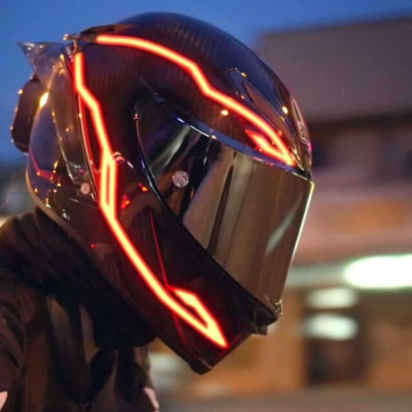Motorcycle Bike Helmet Led Light Strip Kit Bar 3 Modes Red Cold Light Decor US