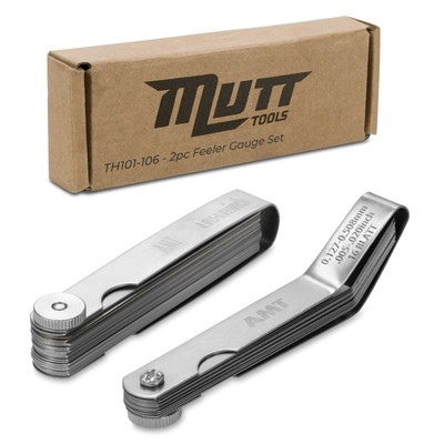 American Mutt Tools 2pc Straight and Angled Feeler Gauge Set   SAE and Metric