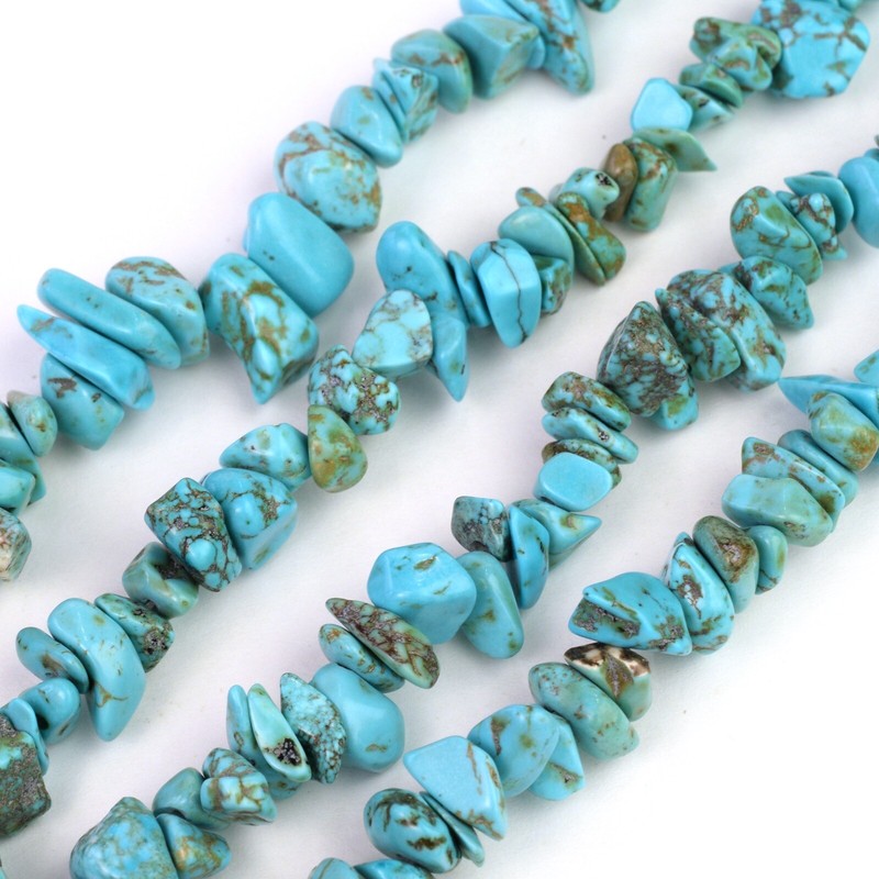 Turquoise Howlite Chip Beads 32” Strand 5~8mm Jewelry Making Bulk