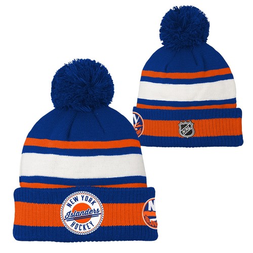 Верхняя одежда молодежной команды НХЛ для мальчиков Нью-Йорк Айлендерс Зимняя шапочка с помпоном, Один размер