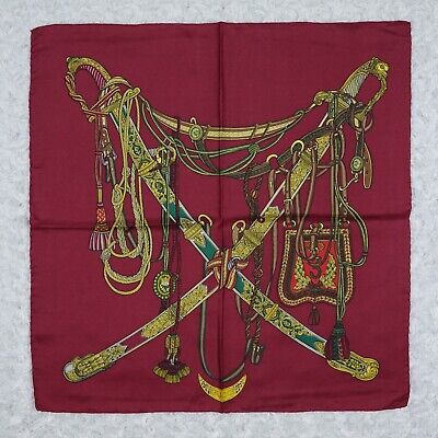 K399 Authentic Vintage Gucci Red Silk Scarf Scarves Size 18" X 18.5"