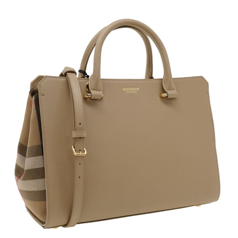 Burberry * NEW MODEL * Banwell Tote Beige Leather Shoulder Burberry * NEW MODEL * Banwell Tote Beige Leather Shoulder