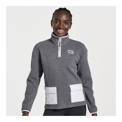 

Saucony Women Rested Sherpa 1/4 Zip Black Heather  Clothing