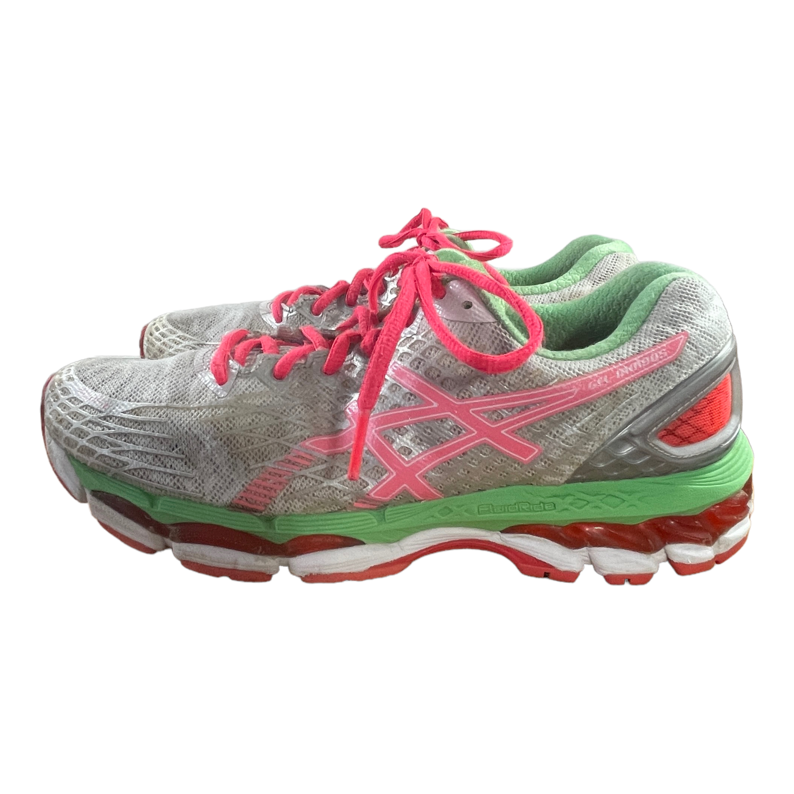 ASICS Gel Nimbus Sneakers Womens 8.5 Silver Pink Green