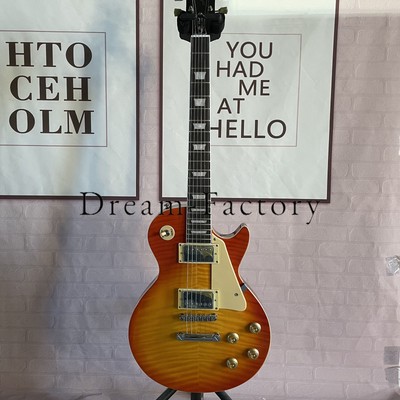 Celluloid Binding LP Electric Guitar HH Pickup Flame Maple Top Tobacco Sunburst